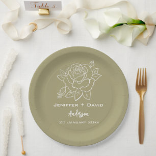 Rose Sketch Personalisierte Hochzeit/ Brautparty Pappteller