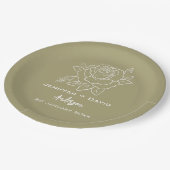 Rose Sketch Personalisierte Hochzeit/ Brautparty Pappteller (Schrägansicht)