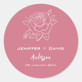 Rose Sketch Personalisierte Hochzeit/ Brautparty Runder Aufkleber (Vorderseite)