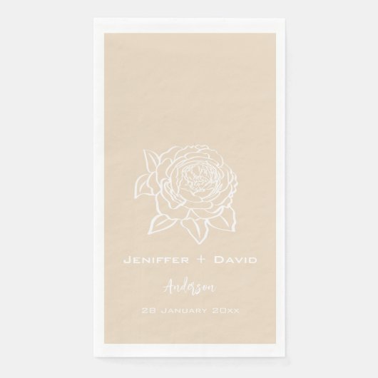 Rose Sketch Personalisierte Hochzeit/ Brautparty Serviette (Vorderseite)