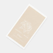 Rose Sketch Personalisierte Hochzeit/ Brautparty Serviette (Ecke)