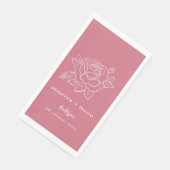 Rose Sketch Personalisierte Hochzeit/ Brautparty Serviette (Ecke)