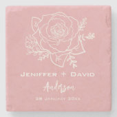 Rose Sketch Personalisierte Hochzeit/ Brautparty Steinuntersetzer (Vorderseite)