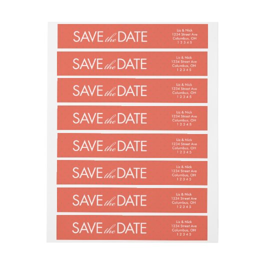 Rose Sketch Save the Date Adressetikett in Sepia (Bogen)