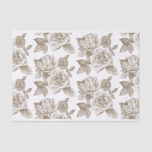 Rose Sketch Tissue Paper in Sepia Seidenpapier (Vorderseite)