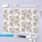 Rose Sketch Tissue Paper in Sepia Seidenpapier (Handwerk)