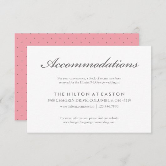 Rose Sketch Unterkunftskarte in Rosa Begleitkarte (Vorne/Hinten)