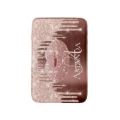 Rose Skinny Royal Glitzer Name Monogram Makeup Badematte (Vorderseite Vertikal)