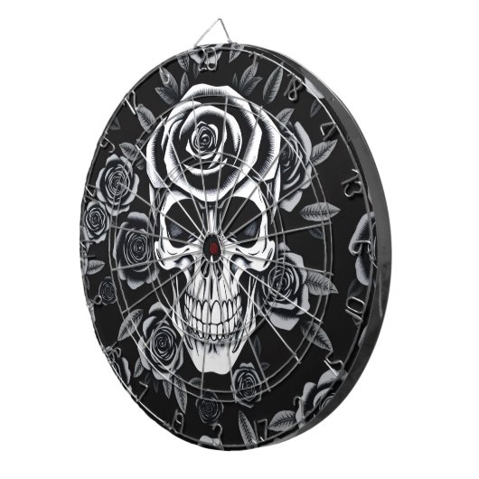 Rose Skull Dart Board Dartscheibe (Vorderseite rechts)