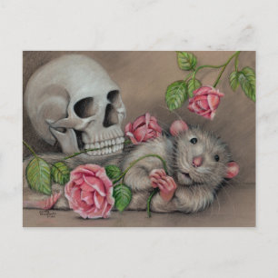 Rose Skull Postcard zeichnend Postkarte