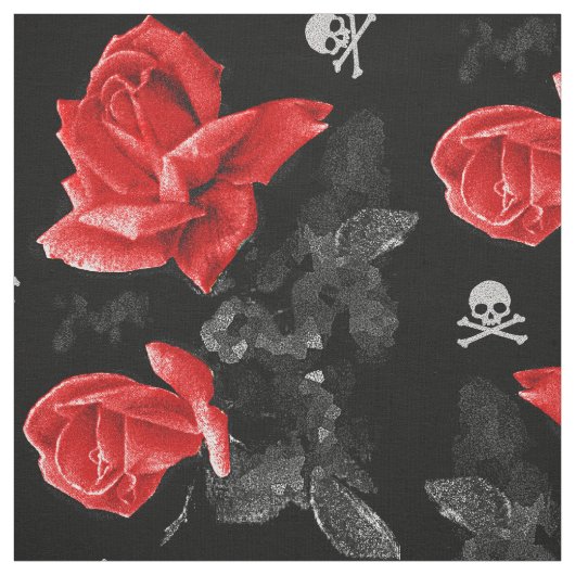 Rose Skulls Gothic Red Pattern Stoff (Muster)