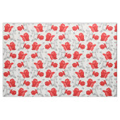 Rose Skulls Gotisches Rot/Graues Muster Stoff (Yard (91,4 cm))