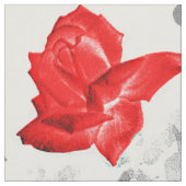 Rose Skulls Gotisches Rot/Graues Muster Stoff (Nahaufnahme)