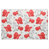 Rose Skulls Gotisches Rot/Graues Muster Stoff (Fat Quarter (45,7 x 55,9 cm))