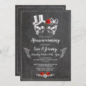 Rose Skulls laden Chalk Halloween ein Einladung (Vorne/Hinten)