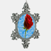 Rose & Sky Blue Schneeflocken Zinn-Ornament (Links)