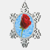 Rose & Sky Blue Schneeflocken Zinn-Ornament (Rechts)