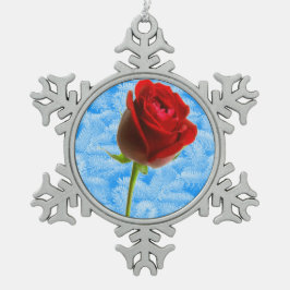 Rose & Sky Blue Schneeflocken Zinn-Ornament
