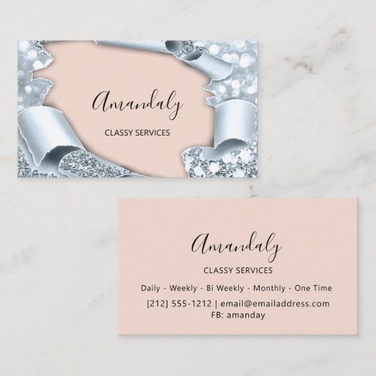 Rose Smoky Blue 3D Makeup Event Planner Visitenkarte (Vorne/Hinten)