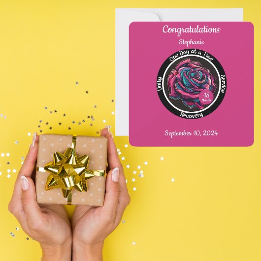 Rose Sobriety Chip | 12-Stufen-Erholung Karte