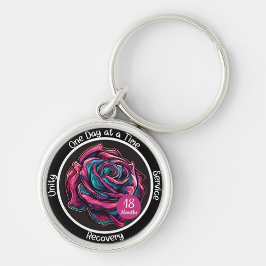 Rose Sobriety Chip | 12-Stufen-Erholung Schlüsselanhänger (Vorne)