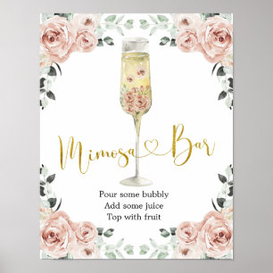 Rose Soiree Mimosa Bar Sign Poster