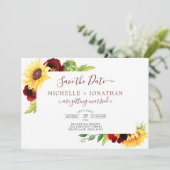 Rose Sonnenblume Save the Date mit Foto Einladung (Stehend Vorderseite)