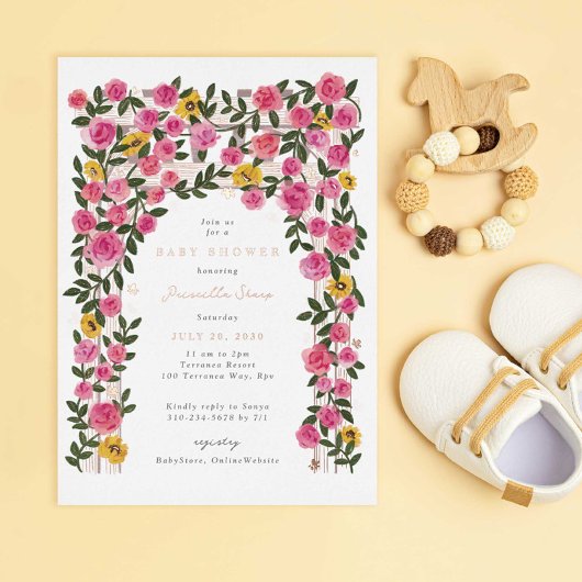 Rose Sonnenblume Trellis Spring Garden Baby Dusche Folieneinladung