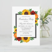 Rose Sonnenblumen Herbst Abschluss Einladung (Stehend Vorderseite)