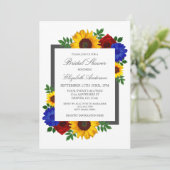 Rose Sonnenblumen Herbst Brautparty Einladung (Stehend Vorderseite)