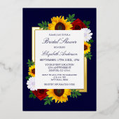 Rose Sonnenblumen Herbst Brautparty Folieneinladung (Vorderseite)