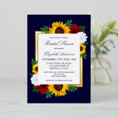 Rose Sonnenblumen Herbst Brautparty Folieneinladung (Stehend vorne)