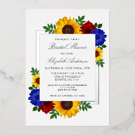 Rose Sonnenblumen Herbst Brautparty Folieneinladung