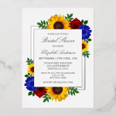 Rose Sonnenblumen Herbst Brautparty Folieneinladung (Vorderseite)