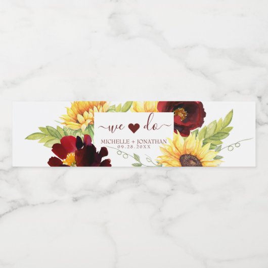 Rose Sonnenblumen Hochwasser Flasche Getränke Etik Wasserflaschenetikett (Einzelnes Label)