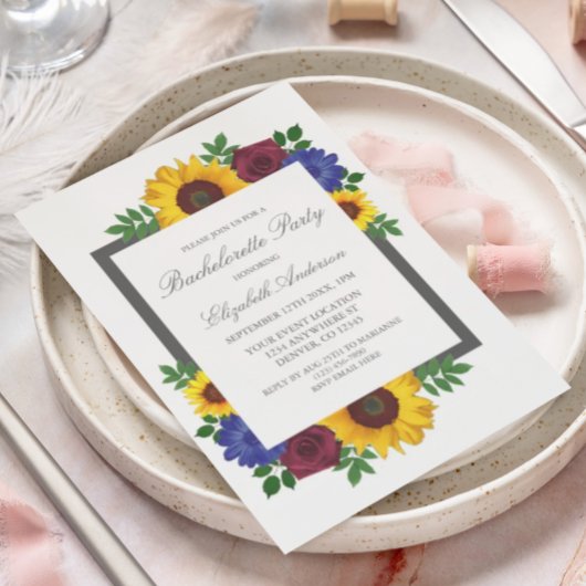Rose Sonnenblumen Junggeselinnen-Abschied Einladung