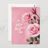 ROSE-SORRY FÜR VERLUSTE KUSTOM-Beileid Postkarte (Vorne/Hinten)