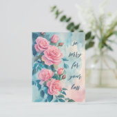 ROSE-SORRY FÜR VERLUSTE KUSTOM-Beileid Postkarte (Stehend Vorderseite)