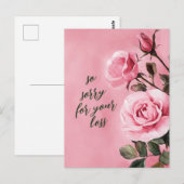ROSE-SORRY FÜR VERLUSTE KUSTOM-Beileid Postkarte (Vorne/Hinten)