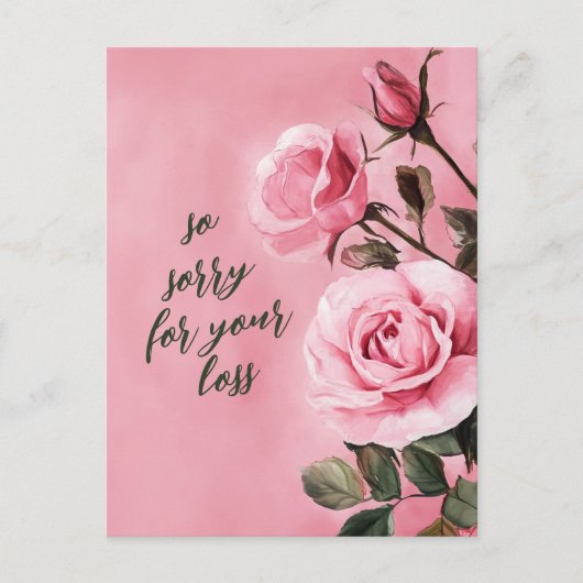 ROSE-SORRY FÜR VERLUSTE KUSTOM-Beileid Postkarte (Vorderseite)