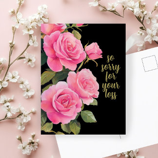 ROSE-SORRY FÜR VERLUSTE KUSTOM-Beileid Postkarte