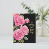 ROSE-SORRY FÜR VERLUSTE KUSTOM-Beileid Postkarte (Stehend Vorderseite)