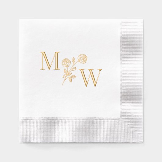 Rose-Spacer für das erste Monogramm Servietten Mit Folie (Vorderseite)