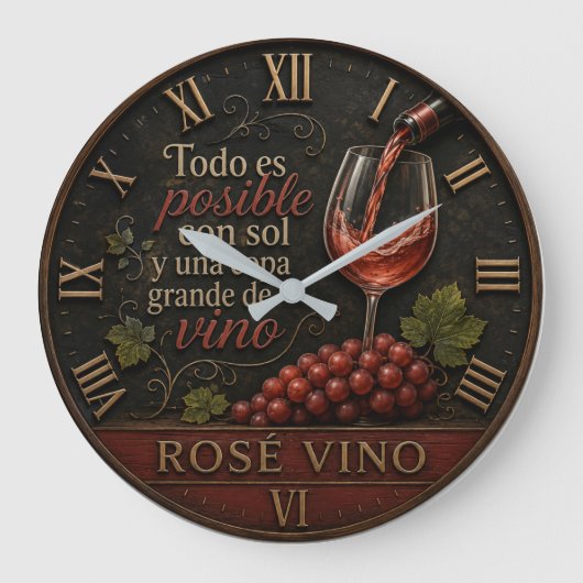 Rosé Spanish Wine Große Wanduhr (Vorderseite)