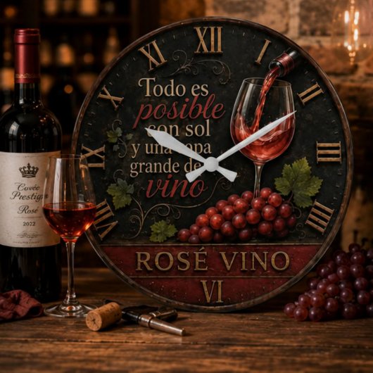 Rosé Spanish Wine Große Wanduhr
