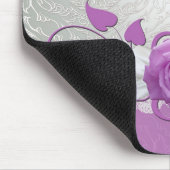 Rose Spitzensilber/Lila Damasmousepad Mousepad (Ecke)