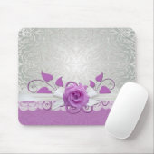 Rose Spitzensilber/Lila Damasmousepad Mousepad (Mit Mouse)