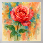 Rose Splash - Aquarellmalerei Poster (Vorne)