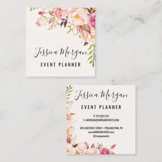 Rose Square Business Cards Quadratische Visitenkarte (Vorne/Hinten)