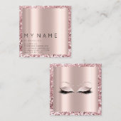 Rose Square Glitzer Makeup Lashes VIP Logo Terminkarte (Vorne/Hinten)